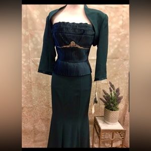 Designer Emerald Dress & Blazer XS